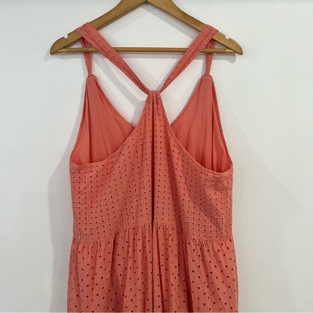Self Contrast Cabana Cotton Coral Tiered Maxi‎ Dress Large Resortwear - Picture 9 of 11